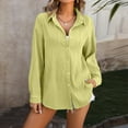thumbnail image 2 of ZyeKqe Button down Shirts for Women Long Sleeve Shirts Casual V Neck Office Work Top Blouses Solid Color, 2 of 7