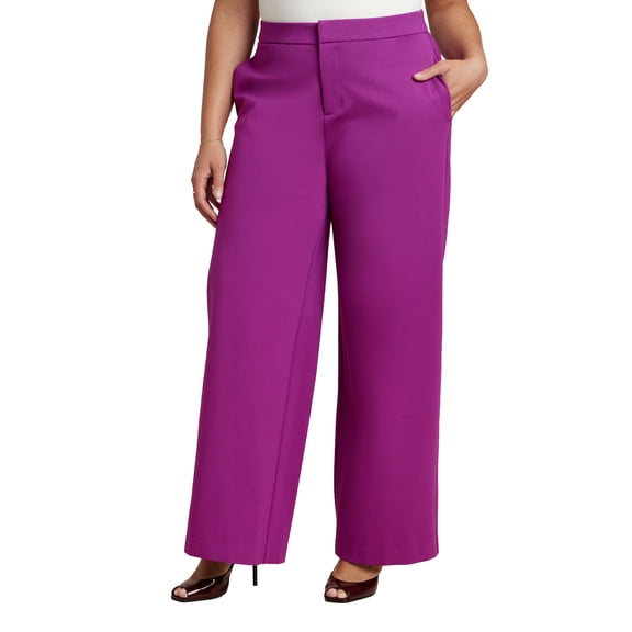 ELOQUII Women's Plus Size Petite The Ultimate Stretch Wide Leg Work Pant
