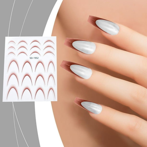 Xihbxyly Pegatina para Uñas, Diseño Francés Degradado, Arco de Sonrisa En Media Luna, Detalle de Línea Fina, Fácil Aplicación, Adhesión Duradera, Accesorio para Decoración de Uñas, Uso Versátil.