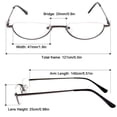thumbnail image 2 of REAVEE 2 Pack Retro Designer Half Moon Reading Glasses Women Men Spring Hinge Half Frame Readers Stylish Slim Eyeglasses with Pouch,Gun Grey 2.25, 2 of 3