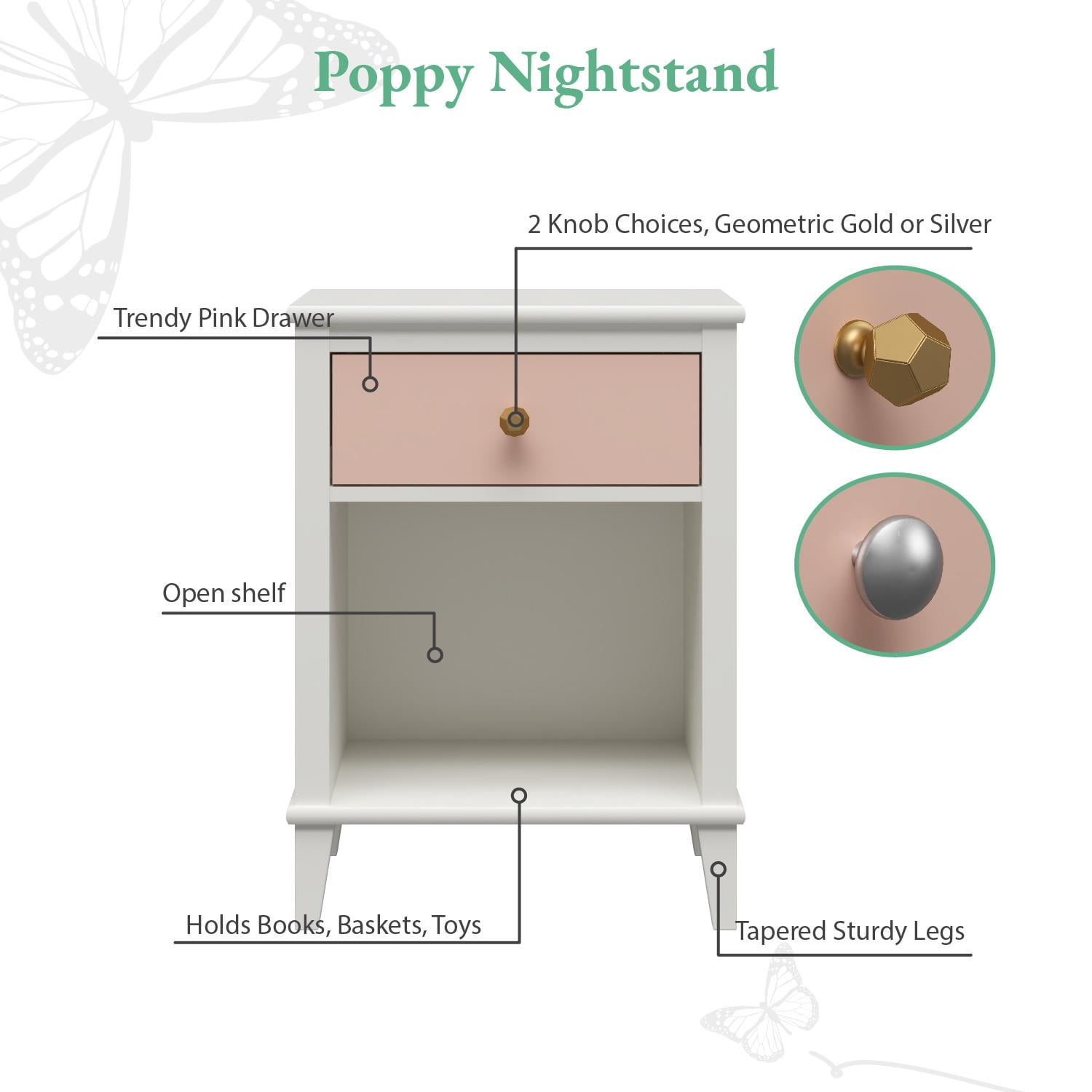 Little Seeds Monarch Hill Poppy Nightstand Pink Walmart