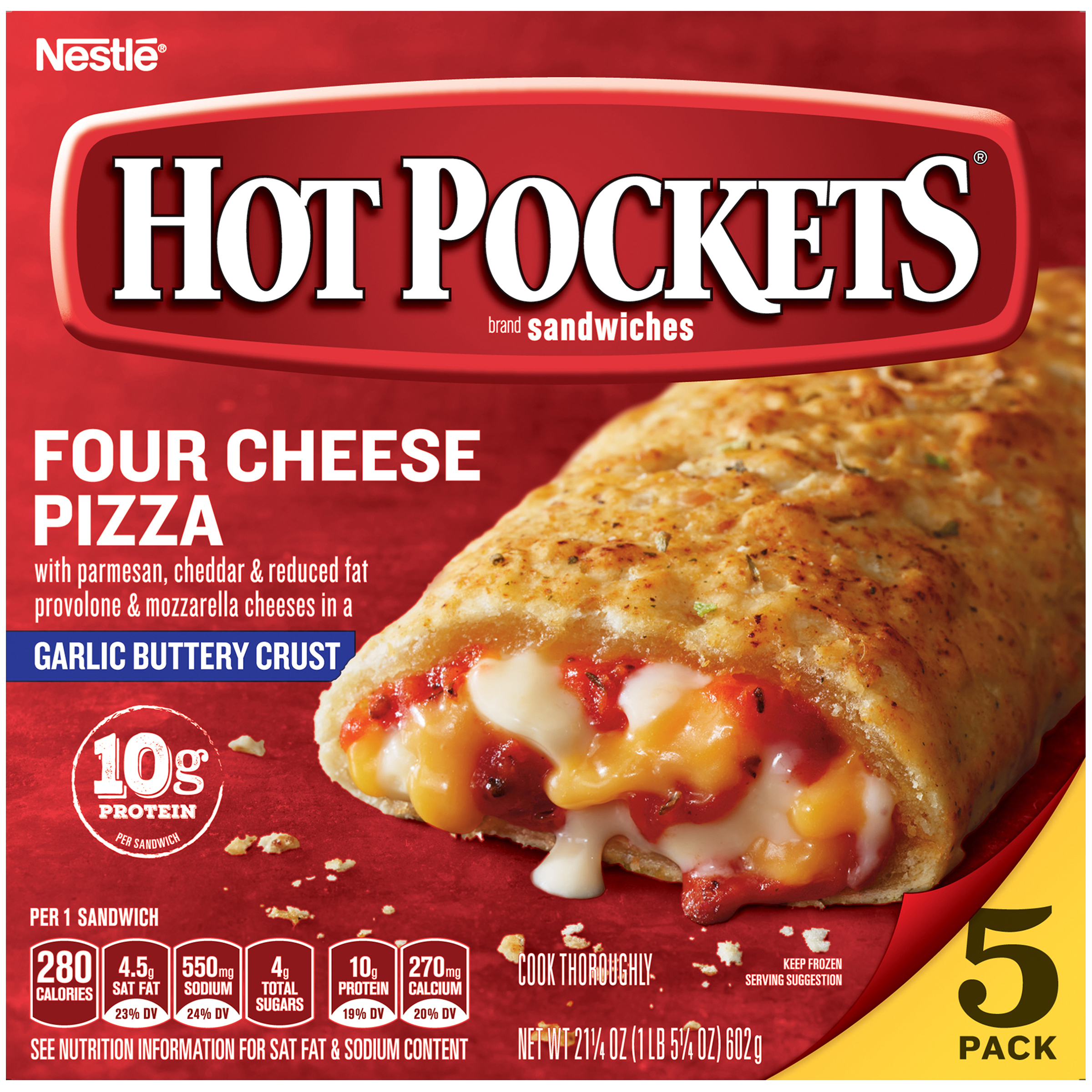 HOT POCKETS Four Cheese Pizza Frozen Sandwiches 5 Ct. Box Frozen Food