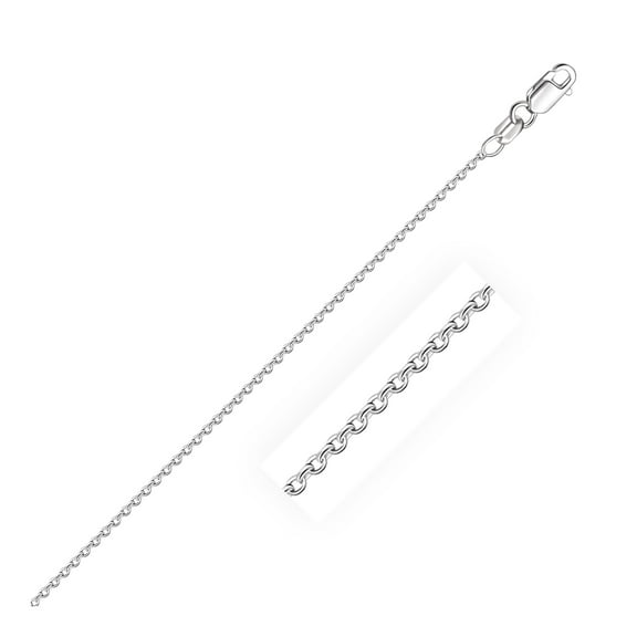 14k White Gold Round Cable Link Chain 1.5mm 18 in