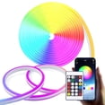 thumbnail image 1 of Tira de neón LED longziming de 5 m – Tira LED RGB flexible, resistente al agua IP65, control remoto/aplicación, lámpara de pared DIY para interiores, 1 of 5