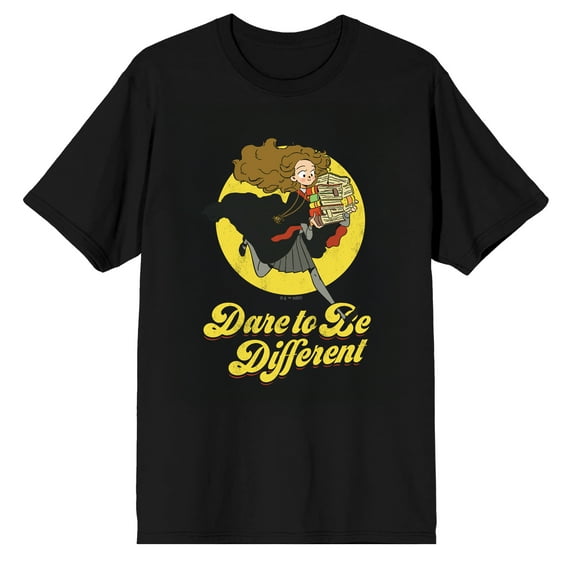 Harry Potter Dare to be Different Hermione the Book Worm on Black Adult T-Shirt-Small