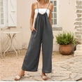 thumbnail image 5 of QUYUON Workout Pants Women Discount Ladies Summer Sleeveless Backless Loose Long Playsuits Rompers Jumpsuit Womens Khaki Pants Long Pant Leg Length Casual Style P5294 Gray XXL, 5 of 9