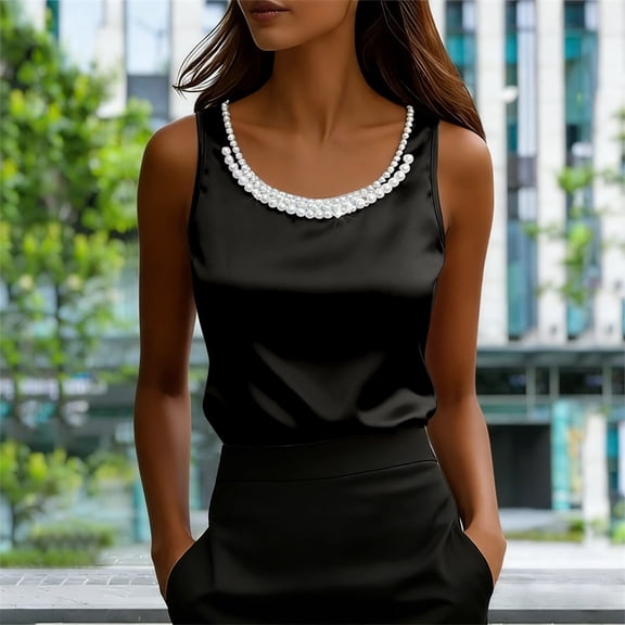 Womens Tank Top Women's Elegant Beaded Slim Fit Layering Camisole Camisoles for Women Black L