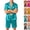 17# Cyan, variant on Mens Silk Satin Pajamas Set Short Sleeve Sleepwear Button-Down Pjs Sets Two-Pieces Loungewear with Pockets Hot Pink M
