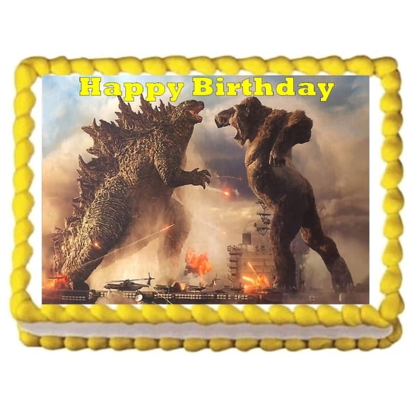 King Kong Godzilla Edible Image Cake Topper for Quarter Sheet Cake, by Tnct.