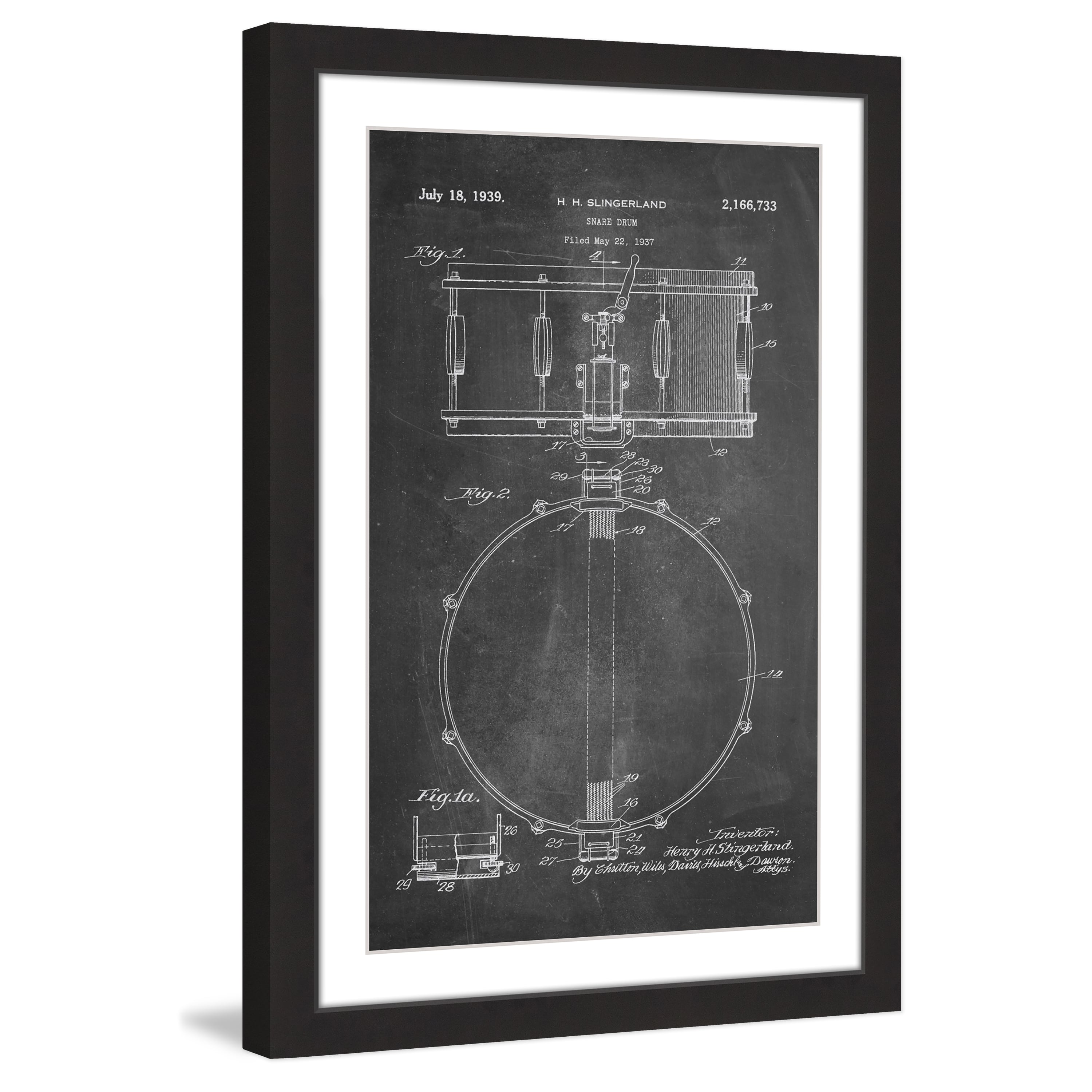 "Snare Drum 1939 Chalk" Framed Painting Print