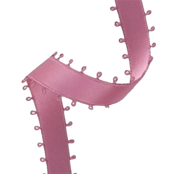 3/8" Double Face Satin Picot Ribbon Feather Edge 50 Yds - Mauve