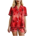 thumbnail image 4 of enyan Halloween Pajamas Women Pajama Sets Short Sleeve Pajamas for Women Sets Soft Lounge Sets Casual Sleepwear Red,L, 4 of 7