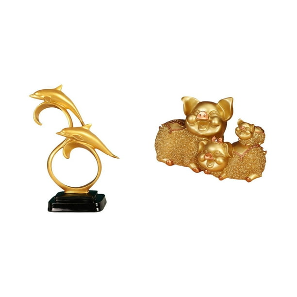 Figura de delfín,Colección de adornos de escritorio con figuras de delfines,Estatua decorativa moderna para el hogar,artesanías artísticas,Figura de escritorio,Figura de cerdo de la suerte