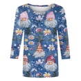 thumbnail image 5 of Jienlioq Hauts Grande Taille pour Femmes T-Shirt Imprimé Mode Manches 3/4 Blouse Col Rond Hauts Décontractés Remise, 5 of 5