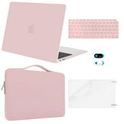 Mosiso 5 in 1 New Macbook Air 13 Inch Case A1932 2019 2018 Release, Hard Case Shell Cover&Sleeve Bag for Apple MacBook Air 13'' with Retina Display andTouch ID, Rose Quartz
