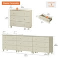 thumbnail image 3 of WAMPAT Dresser with 9 Drawers for Bedroom, 3-in-1 Wooden Wide Chest of Drawers, Modern Closet Storage Organizer with Solid Wood Legs for Living Room, Nursery, 106.2x15.4x32.4, Beige Linen Finish, 3 of 8