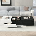 thumbnail image 4 of Modern Extendable Sliding Top Coffee Table with Storage in White&Black, 4 of 17