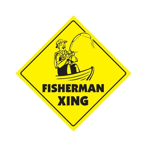 Fisherman Xing Crossing Sign Zone Xing | Indoor/Outdoor | 12" Tall