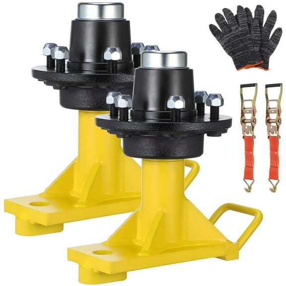 Hemoton 2Pcs Heavy Duty Container Wheel Kit with Off Road Tires and Ratchet Strap Set