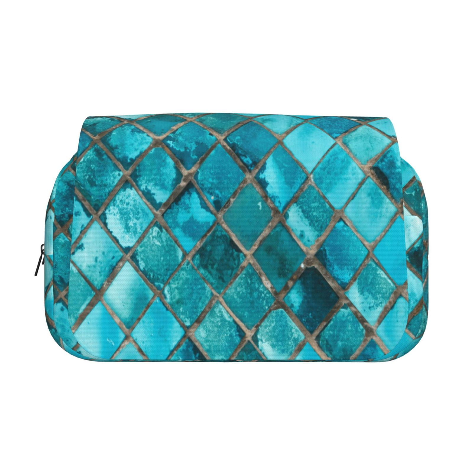 Rateoe Square Glass Mosaic Pattern Double Clamshell Pen Case, Storage Organizer with Two Zipper Compartments– Holds Up to 50 Pencils & Pens