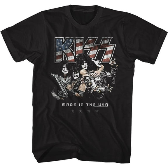 Kiss Amerikiss Black Adult T-Shirt Xlt