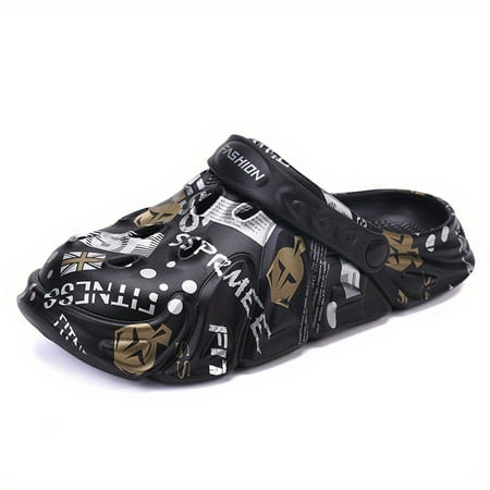 

Men s Graffiti Print Comfy Clogs Out Non-Slip Garden Shoes Summer