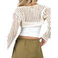 thumbnail image 6 of Genuiskids Women Long Sleeve Open Front Crop Cardigan Drop Shoulder Shrug Ribbed Knit Bolero Sweater Streetwear for 90s E-Girl, 6 of 6