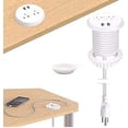 thumbnail image 4 of UL Certified Desktop Power Grommet with Two Power Sockets, Two Quick USB Charging Ports, 6FT Power Cord and Lock Ring (White), 4 of 5