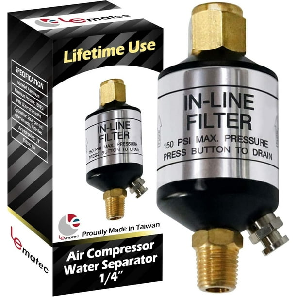 Air Compressor Water Separator, Produces Clean Dry Air, with Drain