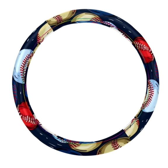 Baseball Steering Wheel Cover, 14.5 Inch, Printing, PVC Leather, Auto Accessories, Car Wheel Covers