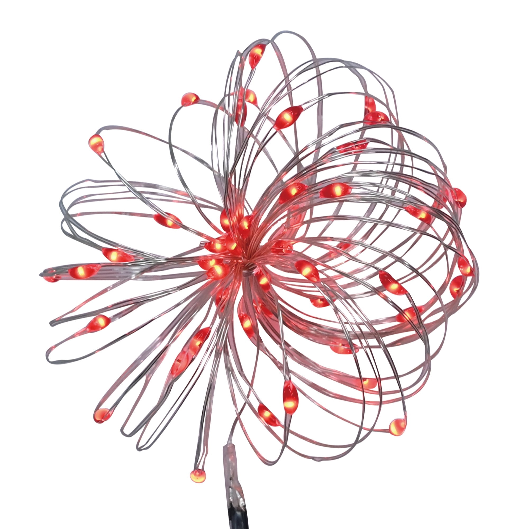 Indoor 50-Count Battery-Operated LED 3-Function Ultra Slim Wire Christmas String Lights, Red, Silver Wire, 16.3', by Holiday Time