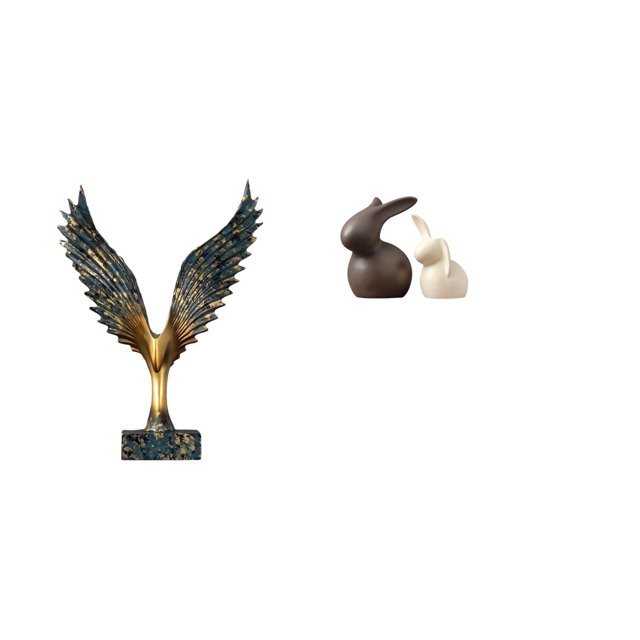 Escultura De Ala De Conejo De Resina De Porcelana, Adorno De Feng Shui, Estatua Decorativa De Cerámica, Juego De Mueble De Jardín De Pascua, Soporte De TV, Decoración