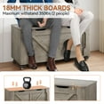 thumbnail image 4 of Kojooin Storage Chest, Wooden Storage Bench with 4 Wheels, 39.4" Storage Trunk with 2 Safety Hinges, Supports 350 Lbs, Round Corner, U-Shape Cutout, for Entryway, Living Room, Gray, 4 of 8