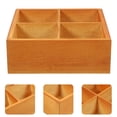 thumbnail image 1 of NIYANGLE Divided Storage Box 1Pack 14X14X5In Chocolate Wood, 1 of 6