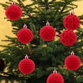 thumbnail image 3 of Juego de 12 bolas de Navidad de terciopelo para árbol de Navidad, 2,36 pulgadas, irrompibles, flocadas, para colgar con 4 estilos para decoración de fiestas, bodas y vacaciones (rojo), 3 of 6