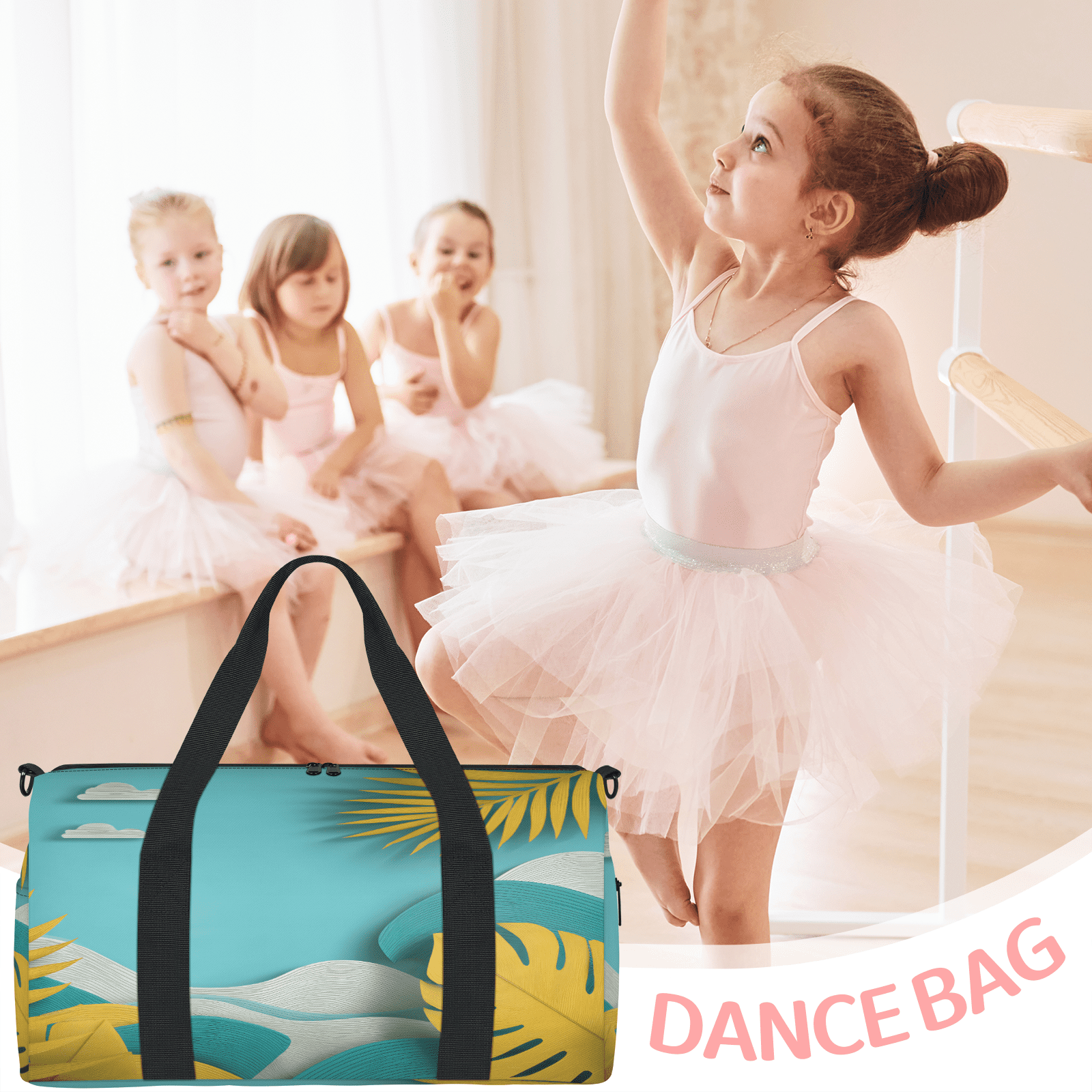 Herdesigns Tropical Beach Gym Bag for Women, Duffle Bag for Travel Sport, Sea Palm Tree Lightweight Waterproof Carry on Weekender Dance Yoga Workout Bags