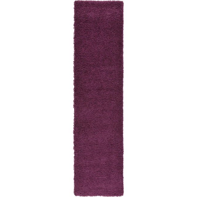 Unique Loom Solid Shag Modern Plush Area Rug 2' 6 x 10' Runner Eggplant Purple