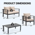 thumbnail image 2 of DELMANGO 4 Pieces Patio Furniture Set, Outdoor Conversation Set All-Weather Patio Sofa Set for Garden, Balcony, Deck, Backyard Beige, 2 of 8