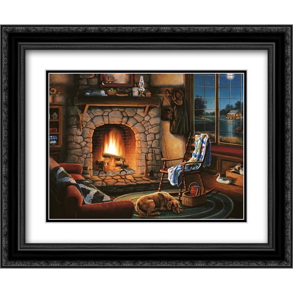 Cozy Cabin-Small 2x Matted 20x24 Black Ornate Framed Art Print by Judith Gibson