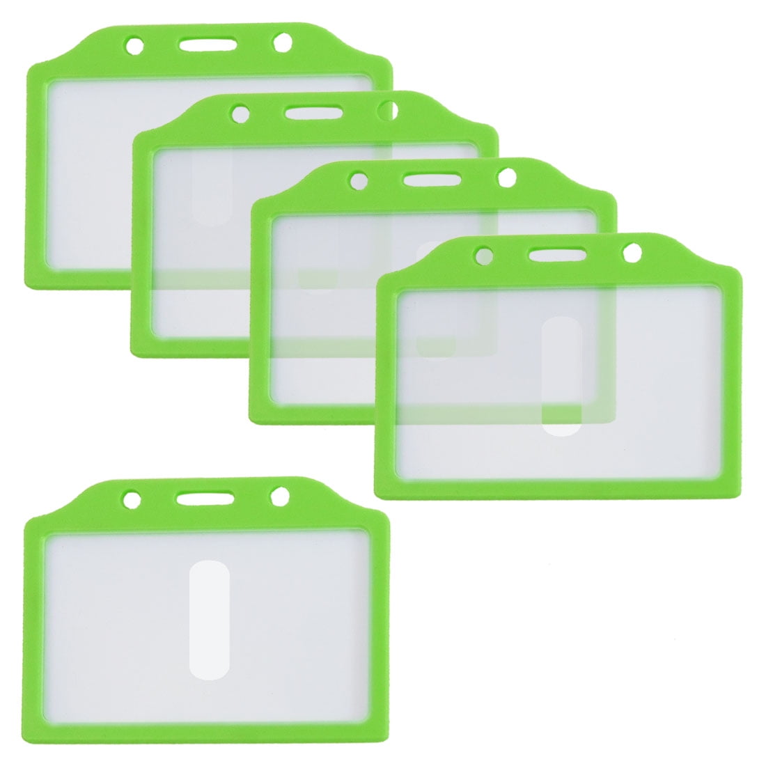 Green Clear Plastic Horizontal Business Working ID Badge Card Holder 5 Pcs  
