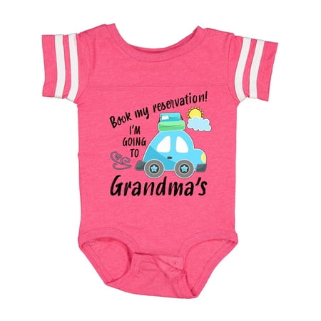 

Inktastic Book My Reservation! I m Going to Grandma s Gift Baby Boy or Baby Girl Bodysuit