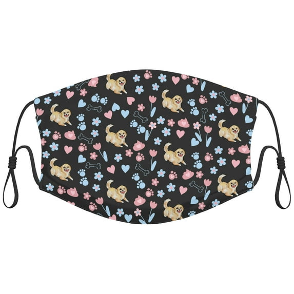 Cute Tibetan Spaniel Dog Graphic Printed Cloth Face Masks Reusable Washable Adjustable for Child (1 PCS)