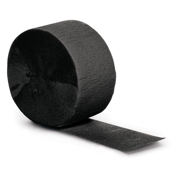 12/Case Bulk Black Velvet Crepe Streamer 81 ft