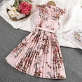 thumbnail image 4 of Celivon Girls Dresses Summer Flower Print Neck Sleeveless Flowy Print Plain Pleated Dress Breathable Fashion Comfortable,4-12Y, 4 of 9