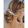thumbnail image 2 of White Flower Bride Wedding Hair Comb Silver Crystal Bridal Hair Side Comb Accessories Leaf Hair Piece for Women and Girls, 2 of 4