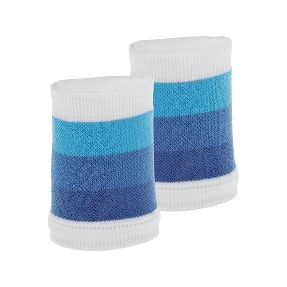 Unique Bargains 1 Pair of Sweat Absorbent Quick Drying Sports Wristbands White Blue S