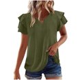 thumbnail image 1 of Admvng Hauts pour Femmes Printemps et Été Col Rond Manches à Volants Plissées Mi-Hautes S-2TG, 1 of 7