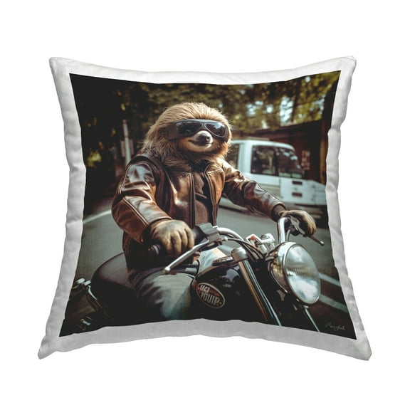 Stupell Industries Animal on Motorcycle Decorative Printed Throw Pillow, 18 x 18