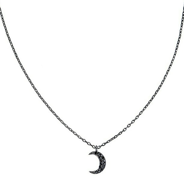 EeaseMX Collar de luna de plata, corto, sencillo y hermoso, de metal decorativo para mujer (negro)