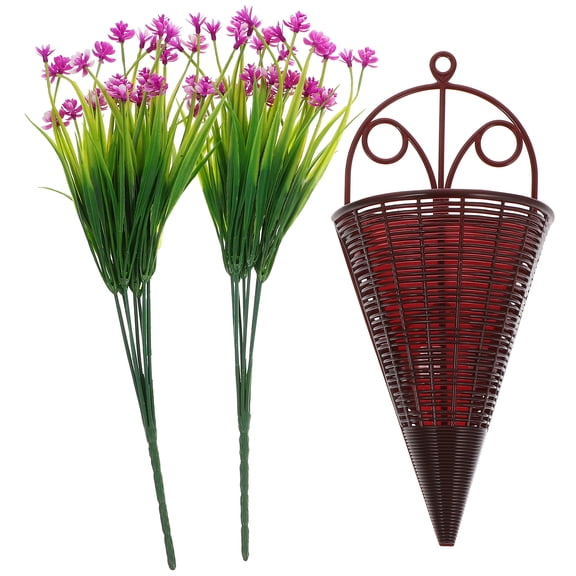 MLINS Wicker Storage Basket Decoration Wall Hanging Artificial Flowers